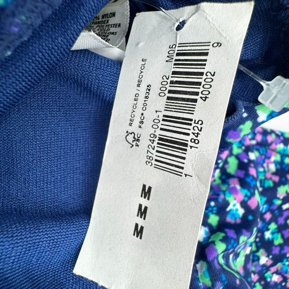 OLD NAVY NWT Medium Ditsy Floral Blue Purple Strapless One Piece Swimsuit Padded - Picture 5 of 10